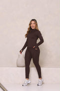 Conjunto Fitness Manga Longa MaBe – Marrom