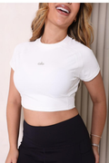 Cropped Fitness Manga Curta - Branco